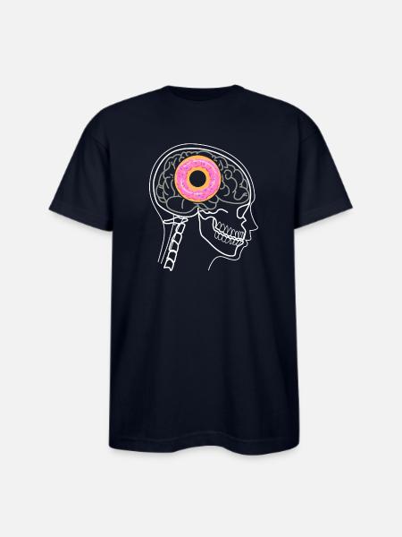 DONUT ON BRAIN X-RAY DESIGN - Bayside Unisex Heavyweight USA Made T-Shirt - navy
