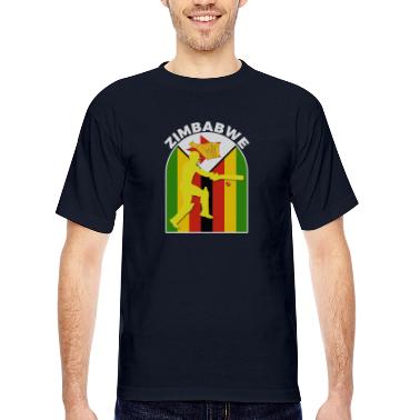T-shirt Personnalisé – Drapeau Et Armoiries Du Zimbabwe – Noir – Taille L – Neuf Avec étiquettes