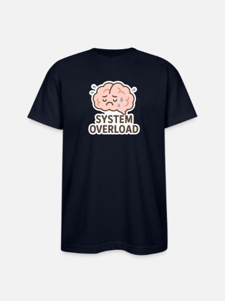 System Overload Brain Illustration - Bayside Unisex Heavyweight USA Made T-Shirt - navy