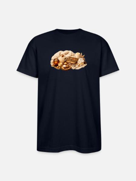 Cozy Rustic Hearth Night - Bayside Unisex Heavyweight USA Made T-Shirt - navy