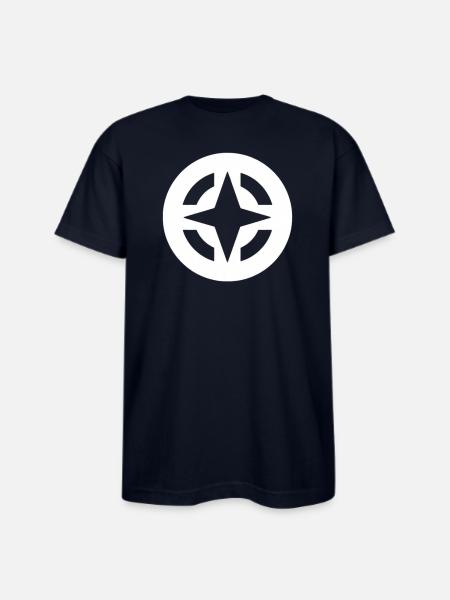 Compass Star Circular Emblem - Bayside Unisex Heavyweight USA Made T-Shirt - navy