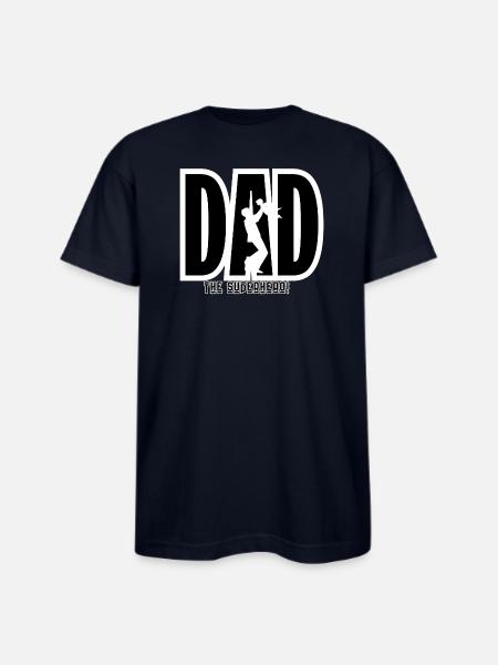 Dad Superhero Silhouette - Bayside Unisex Heavyweight USA Made T-Shirt - navy
