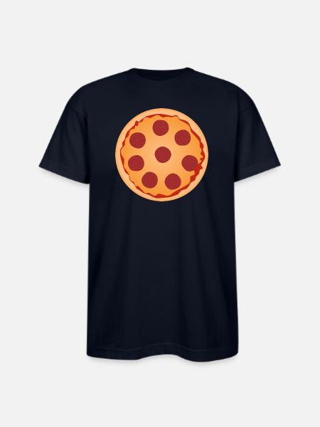 Pepperoni Pizza Slice Art - Bayside Unisex Heavyweight USA Made T-Shirt - navy