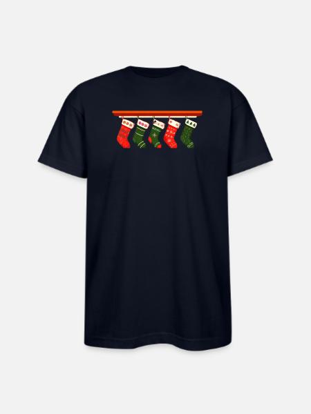 christmas socks t shirt design - Bayside Unisex Heavyweight USA Made T-Shirt - navy