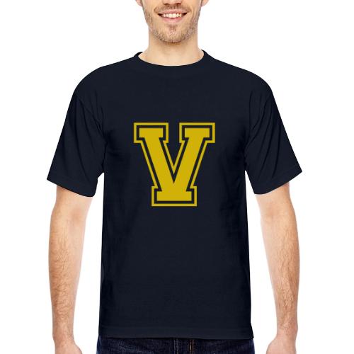 Letter V – Capital Athletic Alphabet Monogram - Bayside Unisex Heavyweight USA Made T-Shirt