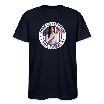2024 US election for Kamala T-shirt - Bayside Unisex Heavyweight USA Made T-Shirt - navy - Front - Anthony (185cm)