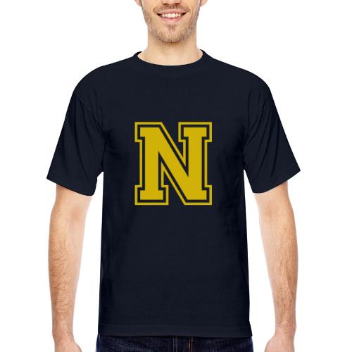 Letter N – Capital Athletic Alphabet Monogram - Bayside Unisex Heavyweight USA Made T-Shirt