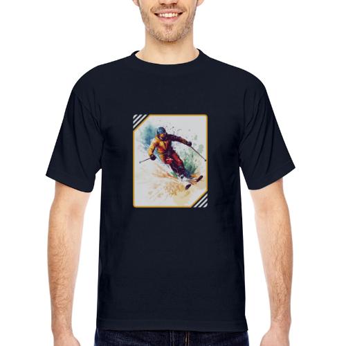 Winter Skiing Escape - Bayside Unisex Heavyweight USA Made T-Shirt