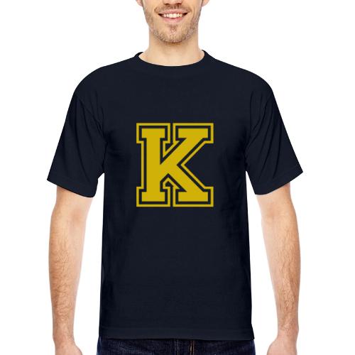 Letter k – Capital Athletic Alphabet Monogram - Bayside Unisex Heavyweight USA Made T-Shirt