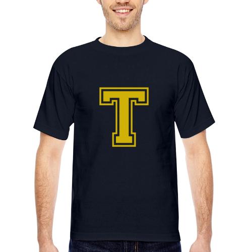 Letter T – Capital Athletic Alphabet Monogram - Bayside Unisex Heavyweight USA Made T-Shirt