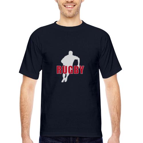 Bold Rugby Action Silhouette - Bayside Unisex Heavyweight USA Made T-Shirt