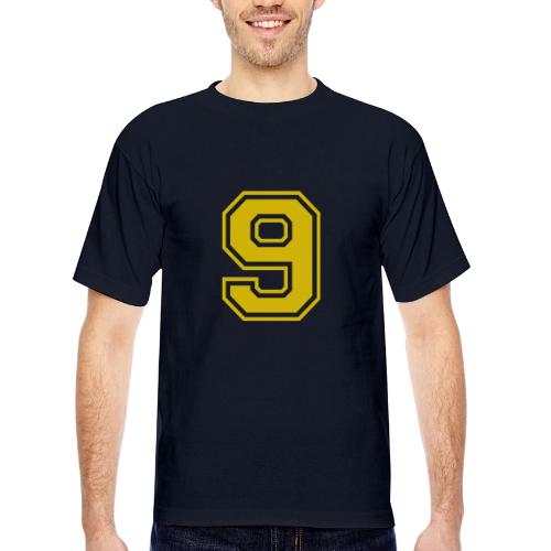 Number 9 in a classic athletic collegiate font - Bayside Unisex Heavyweight USA Made T-Shirt