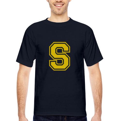 Letter S – Capital Athletic Alphabet Monogram - Bayside Unisex Heavyweight USA Made T-Shirt