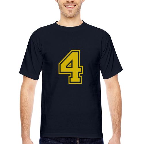 Number 4 in a classic athletic collegiate font - Bayside Unisex Heavyweight USA Made T-Shirt