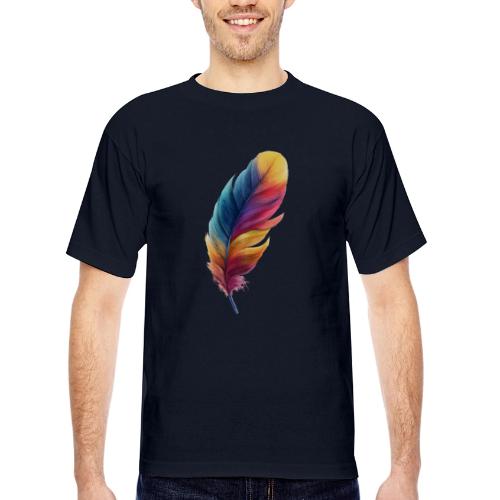 Rainbow Flight Feather - Bayside Unisex Heavyweight USA Made T-Shirt