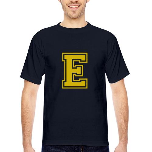 Letter E – Capital Athletic Alphabet Monogram - Bayside Unisex Heavyweight USA Made T-Shirt