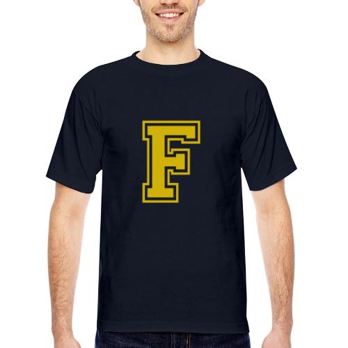 Letter F – Capital Athletic Alphabet Monogram - Bayside Unisex Heavyweight USA Made T-Shirt