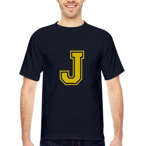 Letter J – Capital Athletic Alphabet Monogram - Bayside Unisex Heavyweight USA Made T-Shirt