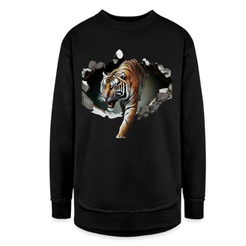 Fashion Design Tiger Coming Out, Wild Feline Tiger - Women's Weekend Tunic Fleece Sweatshirt