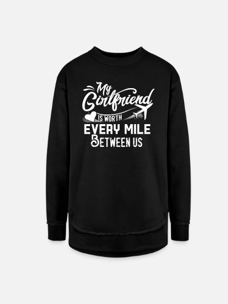 Girlfriend - My Girlfriend is Worth Every Mile B - Women's Weekend Tunic Fleece Sweatshirt - black - Front