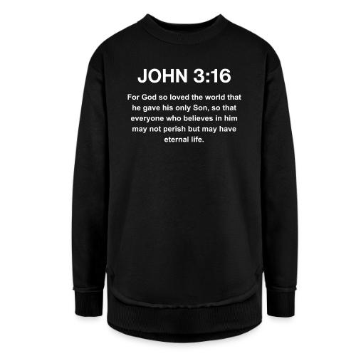 John 3:16 Christian Apparel – White - Women's Weekend Tunic Fleece Sweatshirt