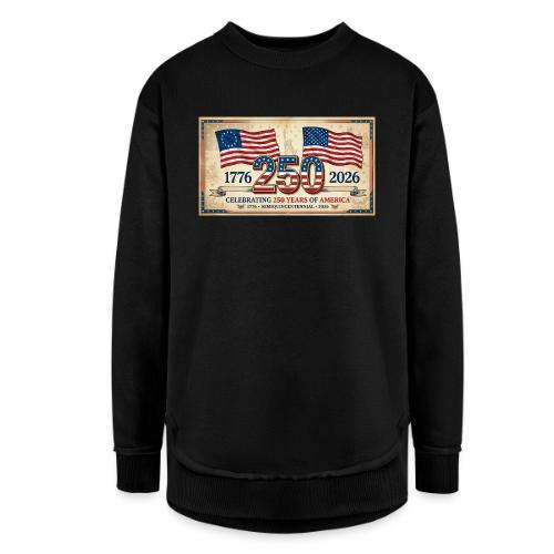 USA 250th Anniversary Flags Emblem - Women's Weekend Tunic Fleece Sweatshirt