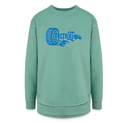 The D® - Detroit Wheel Guitar with Flames Bl Slvr - Women's Weekend Tunic Fleece Sweatshirt