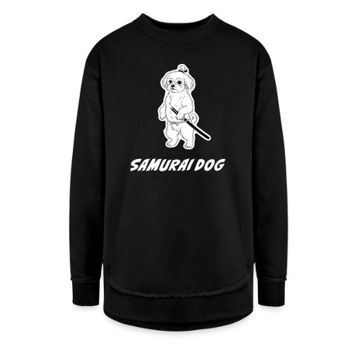 Samurai Maltese Katana Warrior Dog Tee - Women's Weekend Tunic Fleece Sweatshirt