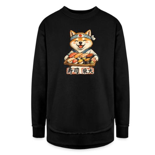 Funny Shiba Inu Sushi Kawaii Dog Tee - Women's Weekend Tunic Fleece Sweatshirt