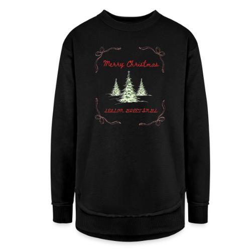 Beautiful Green Christmas Tree Graphic - Women's Weekend Tunic Fleece Sweatshirt