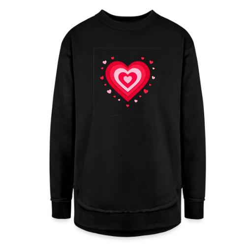 Layered Red & Pink Heart – Cute Valentine Love - Women's Weekend Tunic Fleece Sweatshirt