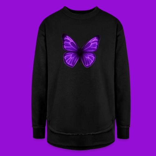 Neon Purple Butterfly - Women's Weekend Tunic Fleece Sweatshirt