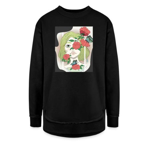 Girl with Rose Vine - Women's Weekend Tunic Fleece Sweatshirt