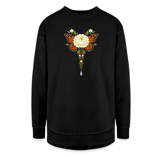 Monarch Butterfly Floral Botanical Art - Women's Weekend Tunic Fleece Sweatshirt