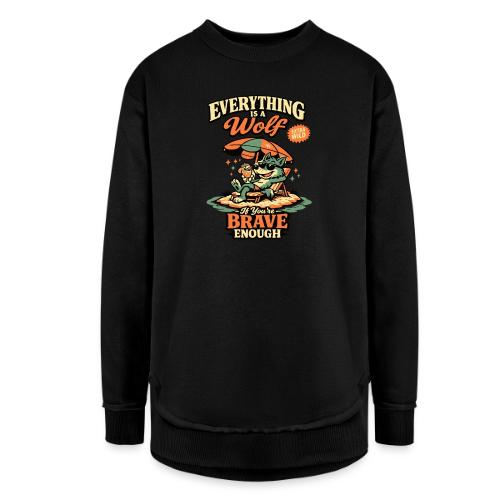 Everything Is A Wolf – Retro Chill - Women's Weekend Tunic Fleece Sweatshirt