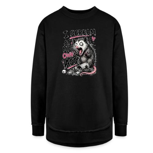 Funny Opossum Screaming Graphic Tee - Women's Weekend Tunic Fleece Sweatshirt