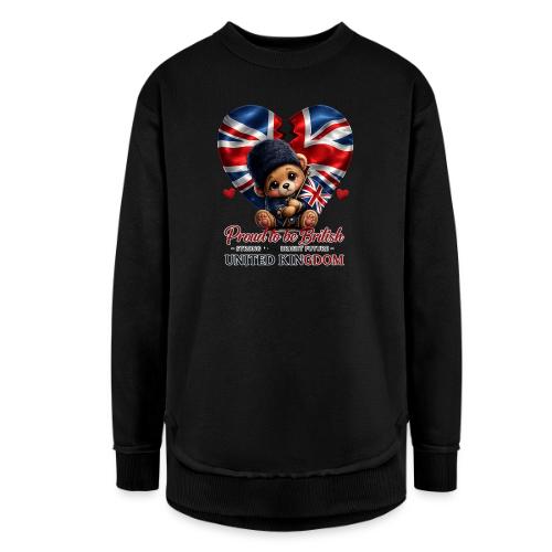 Proud to Be British Teddy Bear UK Patriot Gift - Women's Weekend Tunic Fleece Sweatshirt
