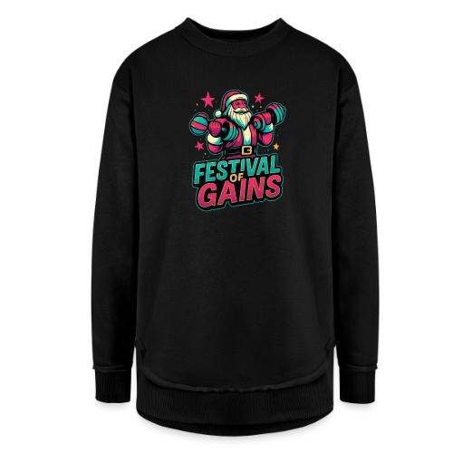 Festival of Gains Funny Gym Santa Christmas - Women's Weekend Tunic Fleece Sweatshirt