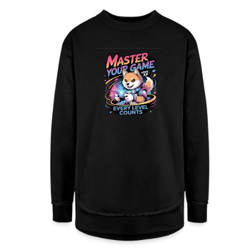 Cute Gamer Shiba Inu Level Up - Women's Weekend Tunic Fleece Sweatshirt