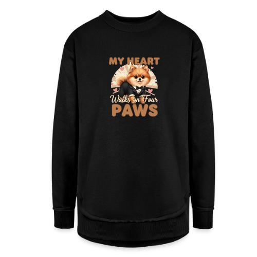 My Heart Walks on Four Paws – Pomeranian tee - Women's Weekend Tunic Fleece Sweatshirt