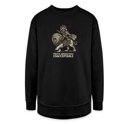 Funny Raccoon King Riding Lion Vintage Meme Art - Women's Weekend Tunic Fleece Sweatshirt