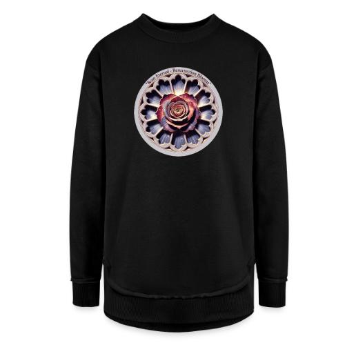 Easter Rose Resurrection T Shirt, Spring Gift - Women's Weekend Tunic Fleece Sweatshirt