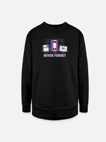 Never Forget Retro Cassette - Women's Weekend Tunic Fleece Sweatshirt - black - Front