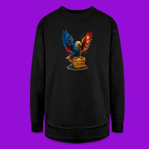 Veterans Press & Bald Eagle Flag 2 Print Set - Women's Weekend Tunic Fleece Sweatshirt