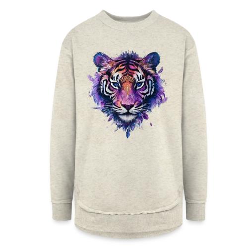 Mystic Violet Tiger - Women's Weekend Tunic Fleece Sweatshirt