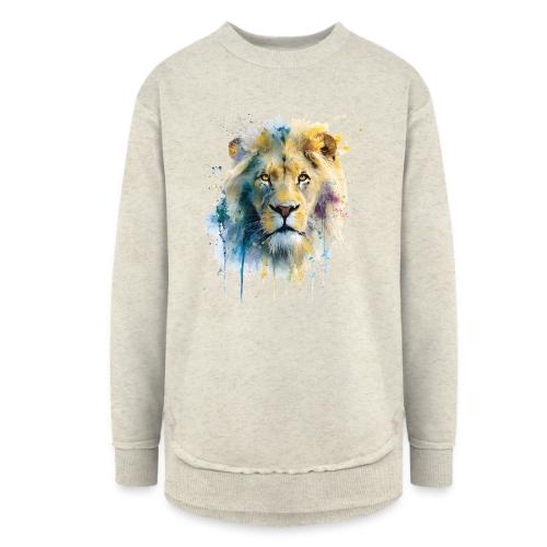 Splash-Art Lion Face - Women's Weekend Tunic Fleece Sweatshirt
