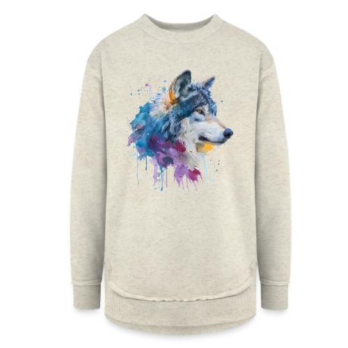 Splash-Art Wolf Head - Women's Weekend Tunic Fleece Sweatshirt
