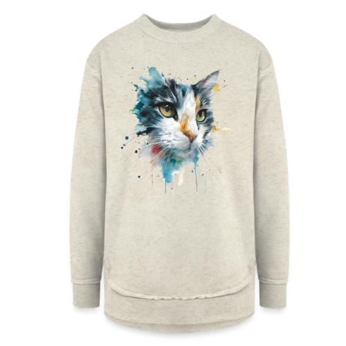 Watercolor cat face - Women's Weekend Tunic Fleece Sweatshirt