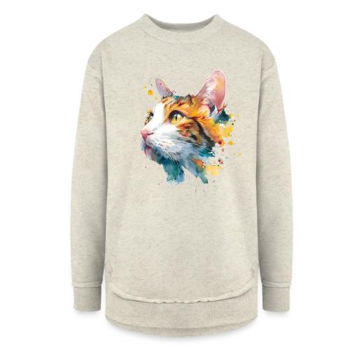 Cat: Feline Ink Burst - Women's Weekend Tunic Fleece Sweatshirt