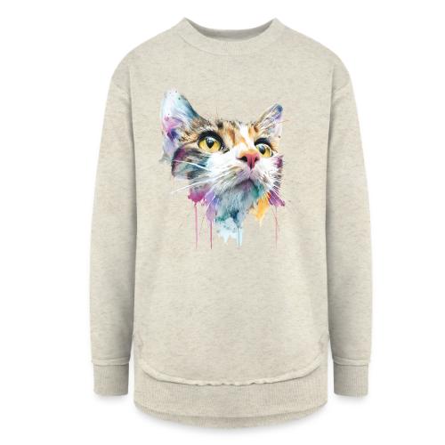 Chromatic Cat Splash - Women's Weekend Tunic Fleece Sweatshirt